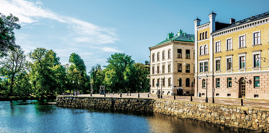 Buildings on the edge of the canal in Gotherburg, Sweden